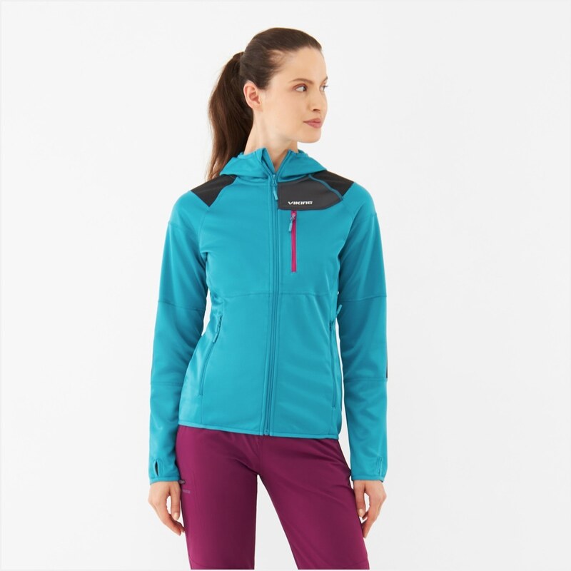 Dámska fleecová mikina s kapucňou Viking YOSEMITE tyrkysová 36600423