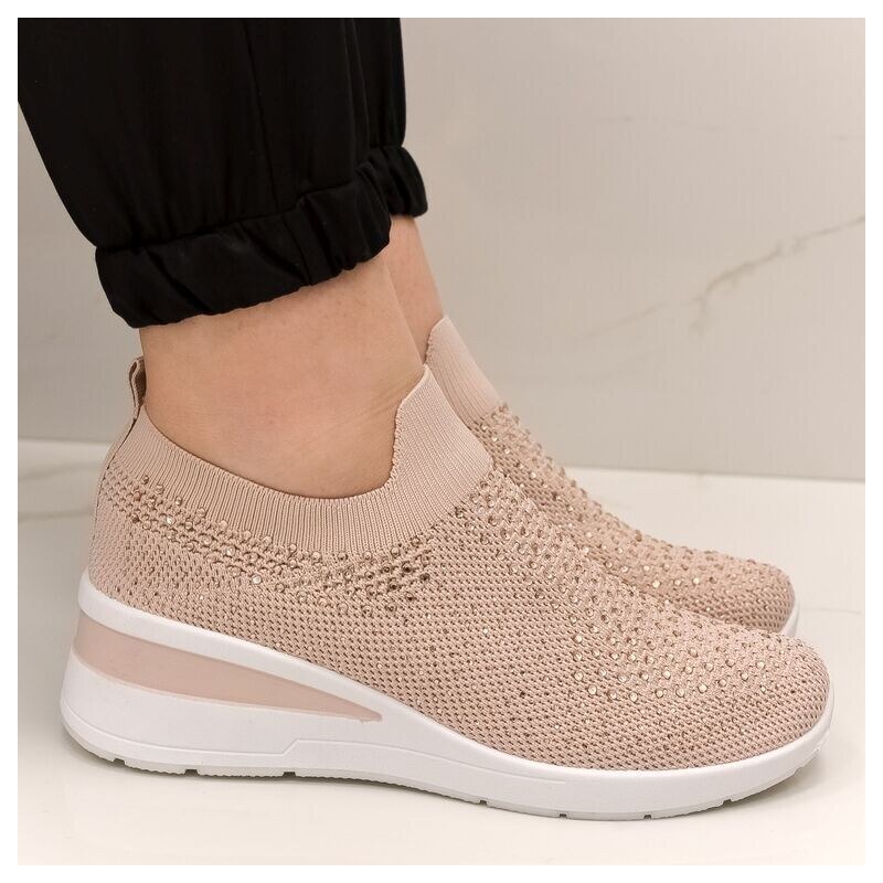 JOHN-C Dámske ružové kamienkové SLIP-ON tenisky KLARISA 52657267