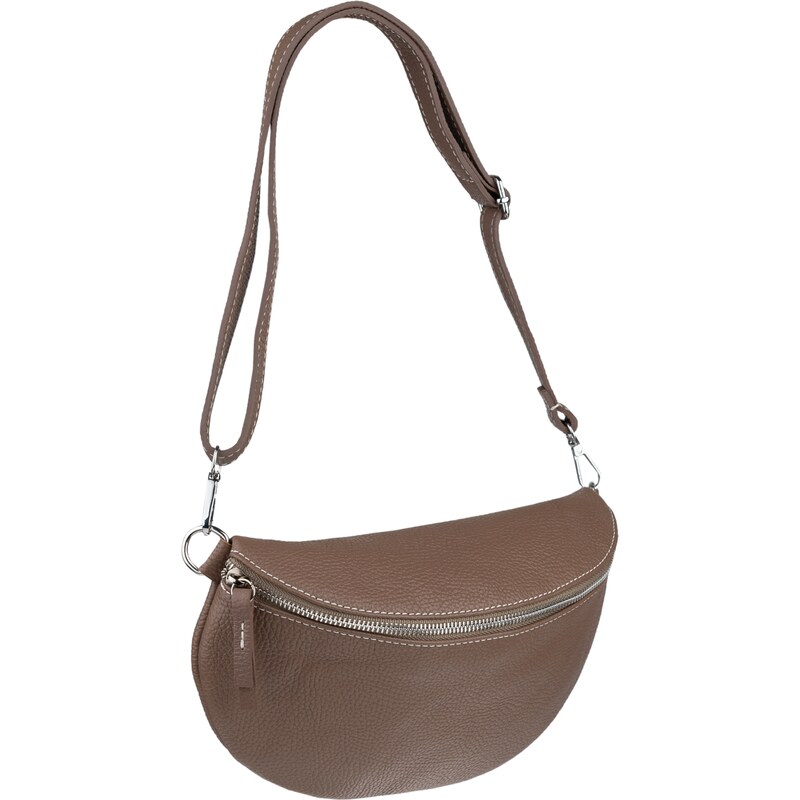 Hnedá kožená talianska crossbody kabelka Reni Grande Taupe NovaKabelka 46841963