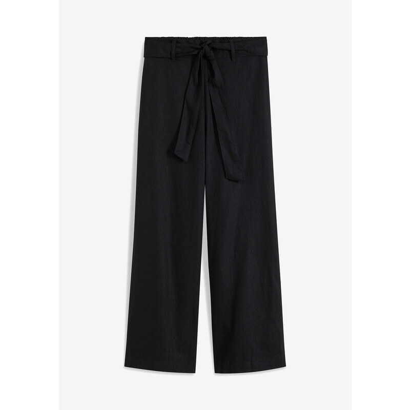 bonprix Culotte nohavice z ľahkého pláteného mixu, farba čierna 44737168