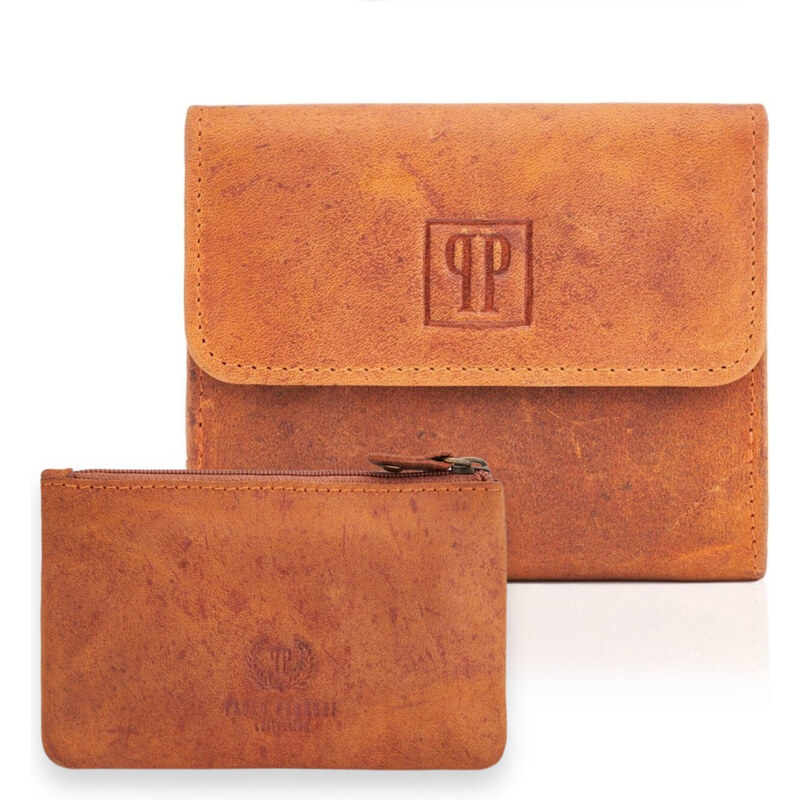 Paolo Peruzzi Dámska kožená peňaženka a puzdro na kľúč | oranžová ZUP 52683172