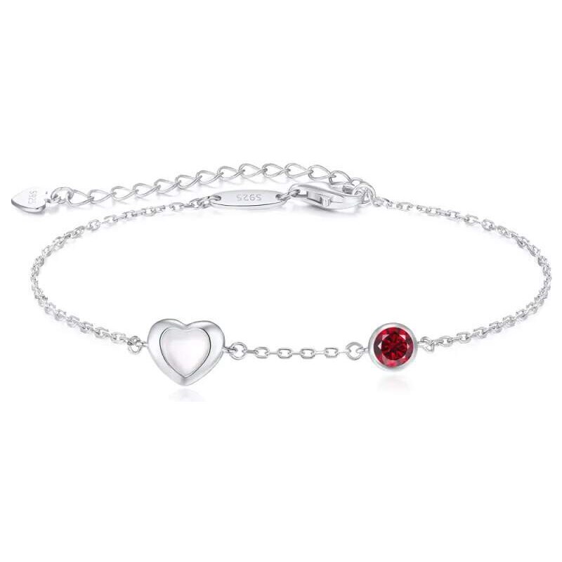 Glory Strieborný náramok Happy s perleťovým srdiečkom a červeným 52683210