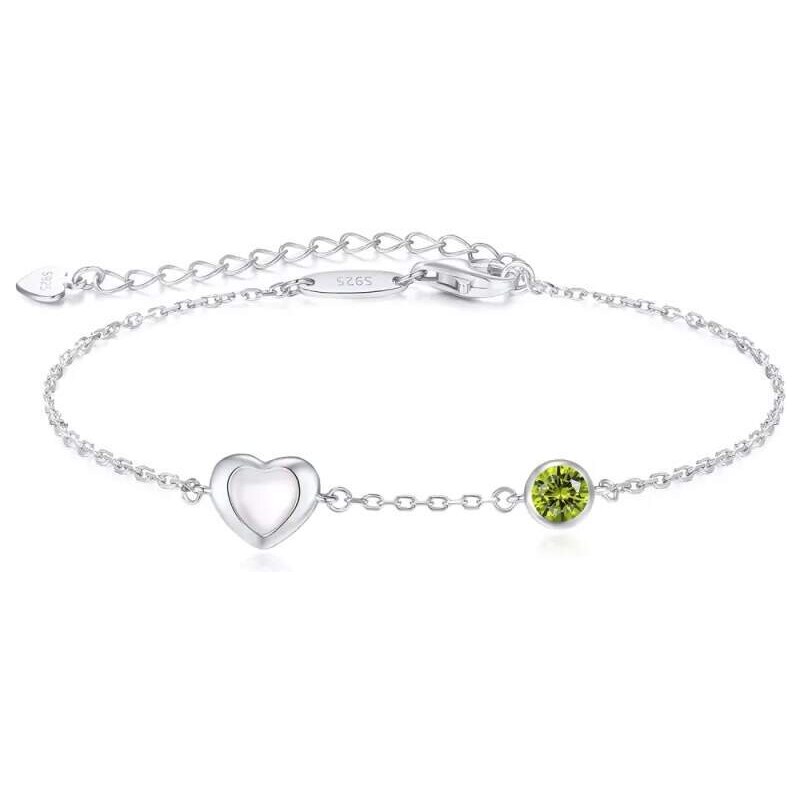 Glory Strieborný náramok Happy s perleťovým srdiečkom a svetlozeleným 52683209