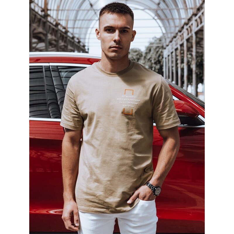 Dstreet Atraktívne pánske kamelové tričko 52686901