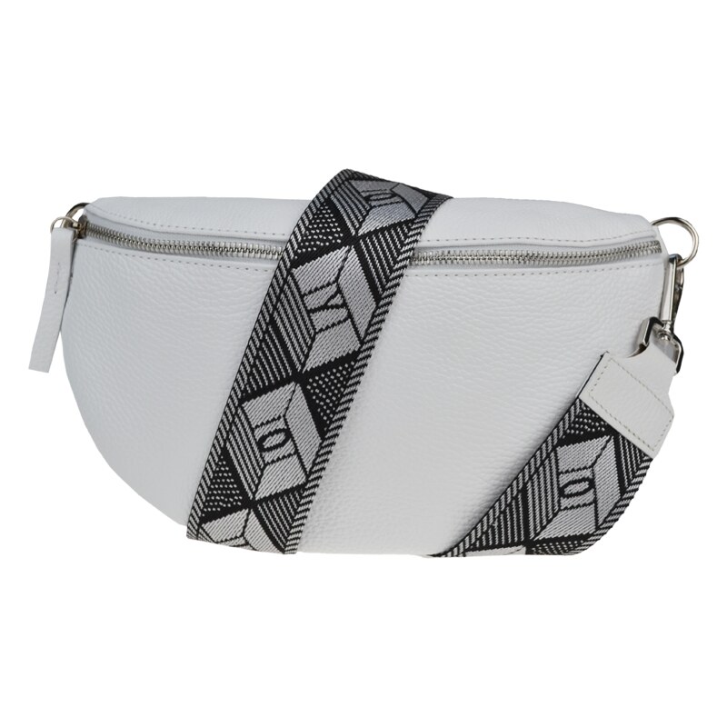 Biela kožená talianska crossbody kabelka Reni Grande Bianca s 52696398