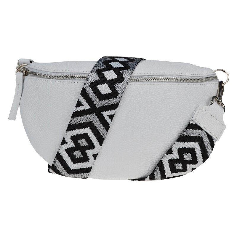 Biela kožená talianska crossbody kabelka Reni Grande Bianca s 52696400