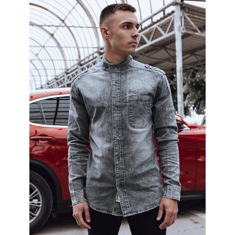 Dstreet Pútavá džínsová košeľa v šedej farbe 52694812