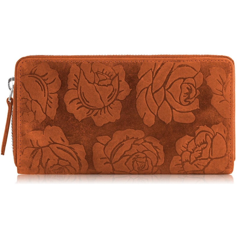 Paolo Peruzzi Dámska kožená peňaženka s kvetmi RFID | oranžová T-115 52696752