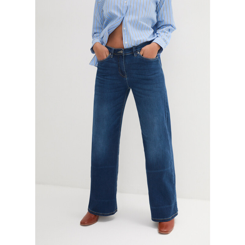 bonprix Široké džínsy s pohodlným pásom a strednou výškou pásu, farba 44734551