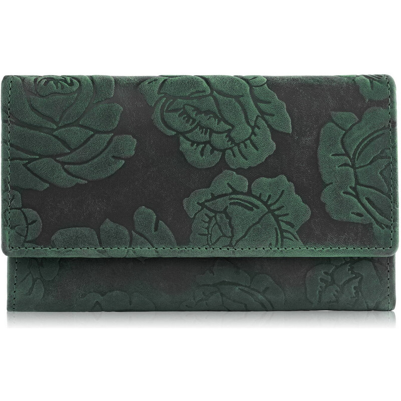 Paolo Peruzzi Dámska vintage kožená peňaženka veľká s kvetmi T-107-HGR 52696748