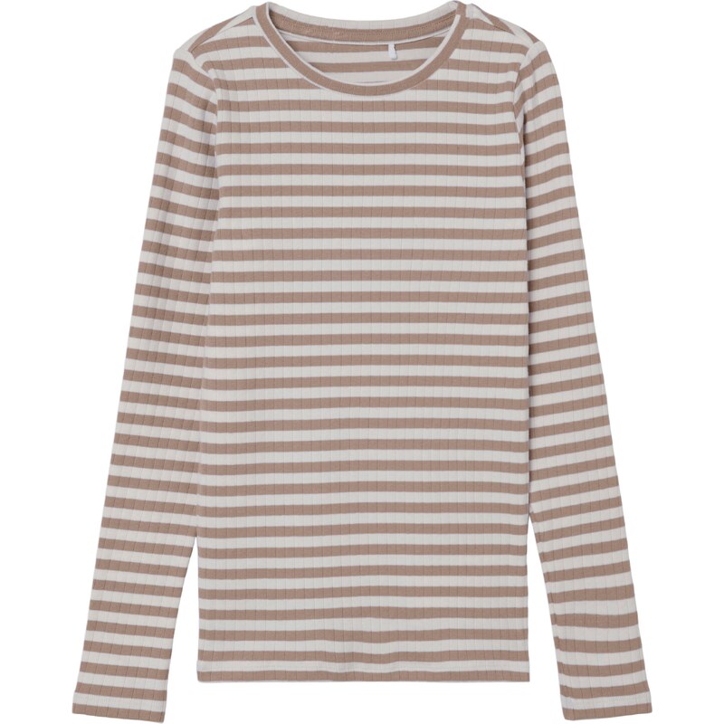 NAME IT Tričko Suraja svetlohnedá / šedobiela 54278712