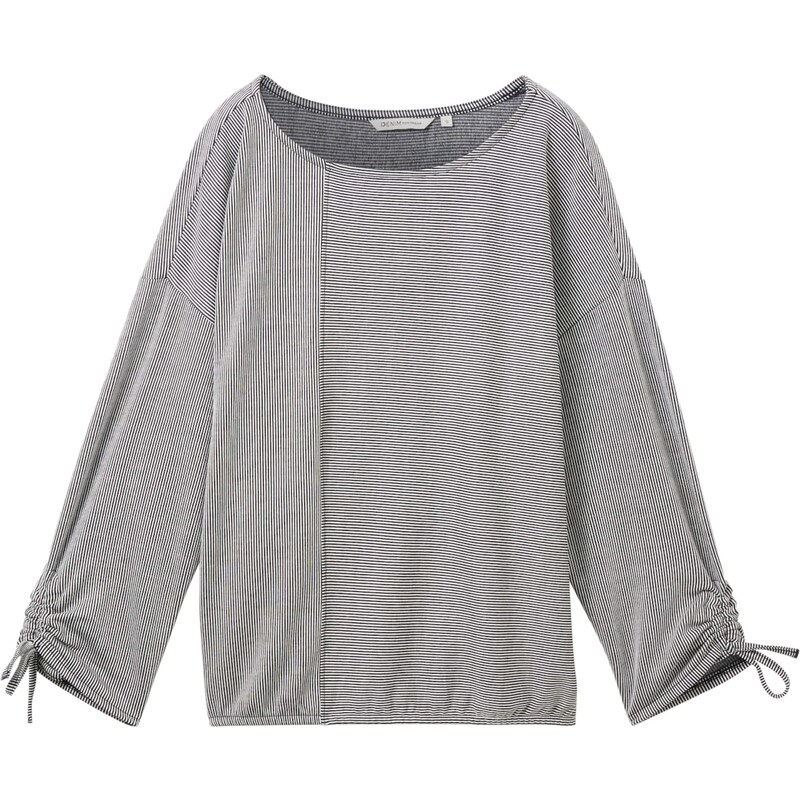TOM TAILOR DENIM Tričko námornícka modrá / šedobiela 54287365