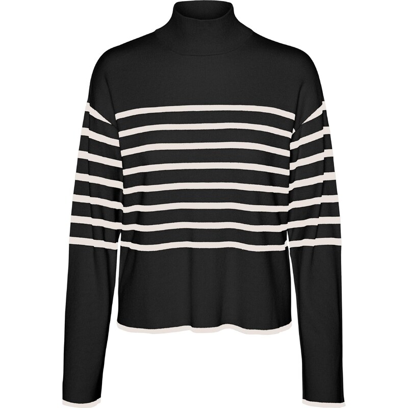 VERO MODA Sveter VMNEW HAPPINESS čierna / biela 54260681