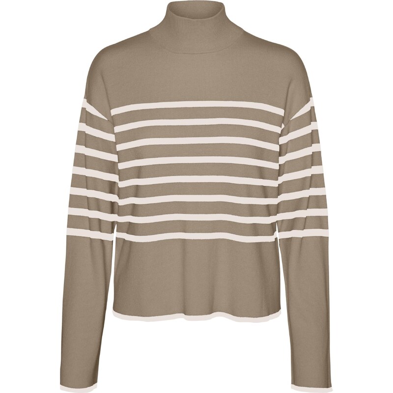 VERO MODA Sveter NEW HAPPINESS krémová / hnedá 54260680