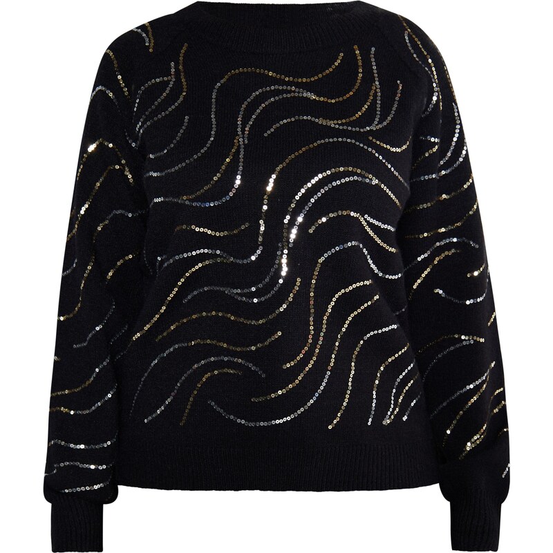 usha BLACK LABEL Sveter Nowles zlatá / čierna / strieborná 54261963