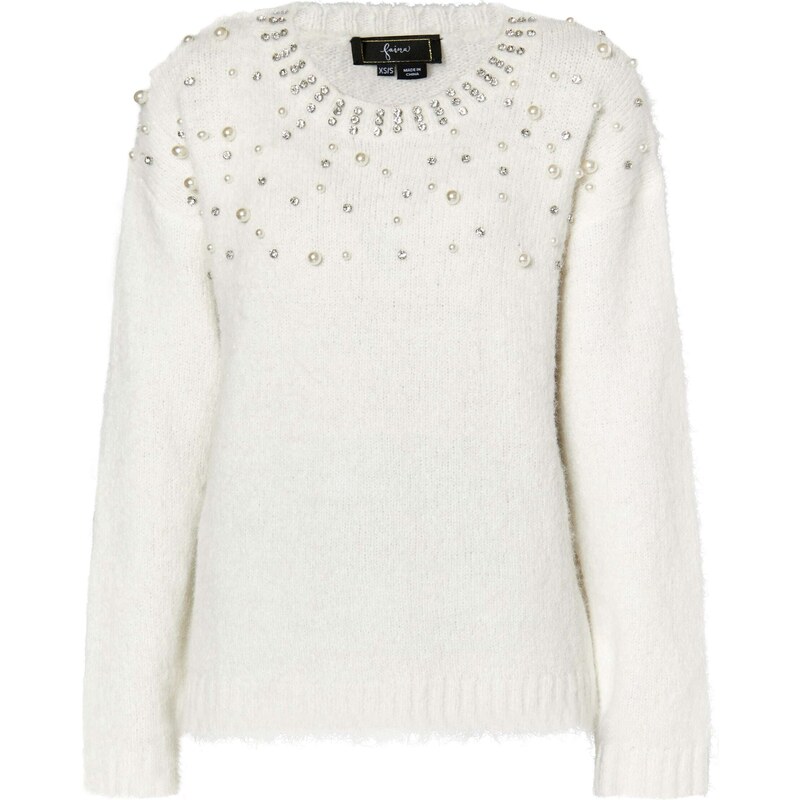 faina Sveter priehľadná / biela / perlovo biela 54262030