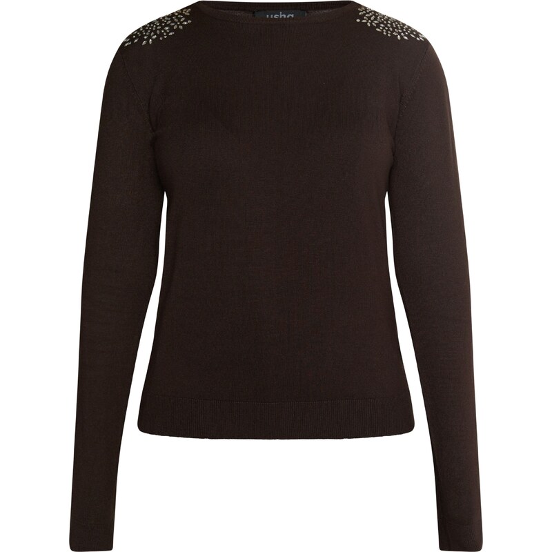 usha BLACK LABEL Sveter Nowles tmavohnedá 54263717