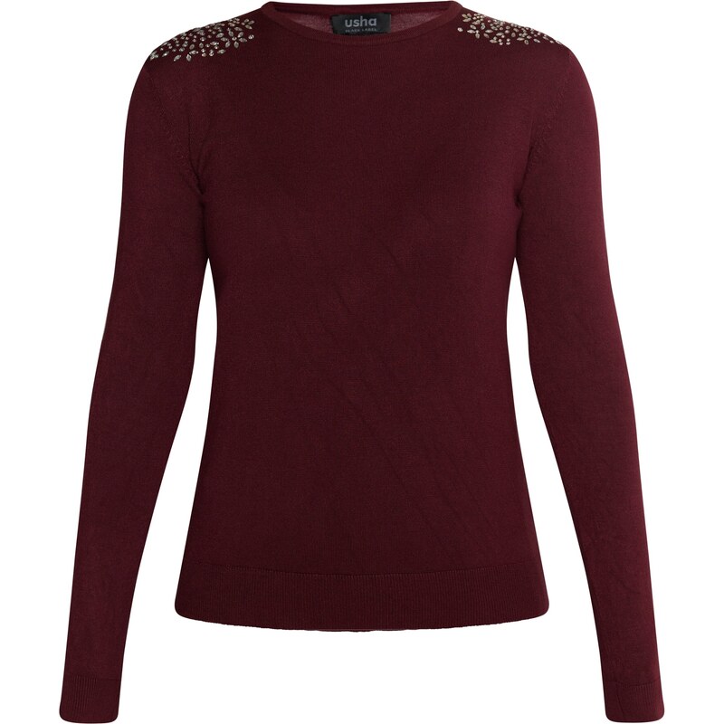 usha BLACK LABEL Sveter Nowles vínovo červená 54263805