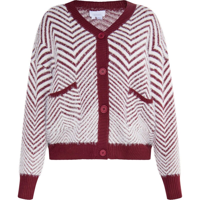 usha WHITE LABEL Kardigán Pryam čerešňová / biela 54270152