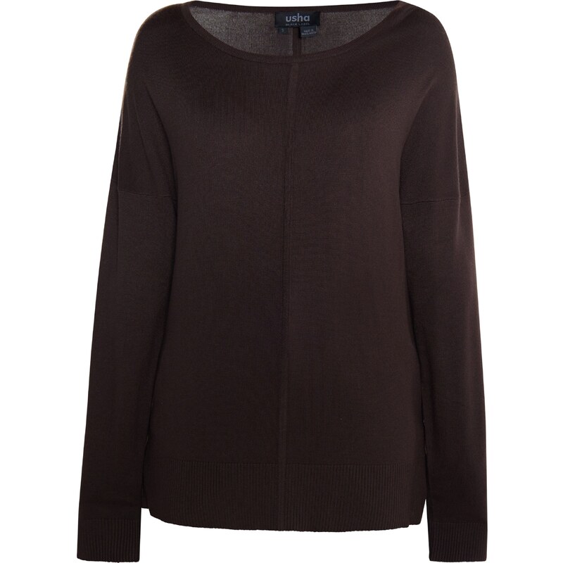 usha BLACK LABEL Sveter Nowles tmavohnedá 54270782