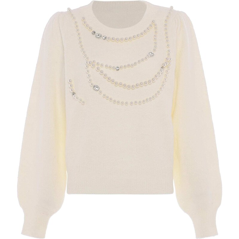 faina Sveter strieborná / perlovo biela / biela ako vlna 54265283