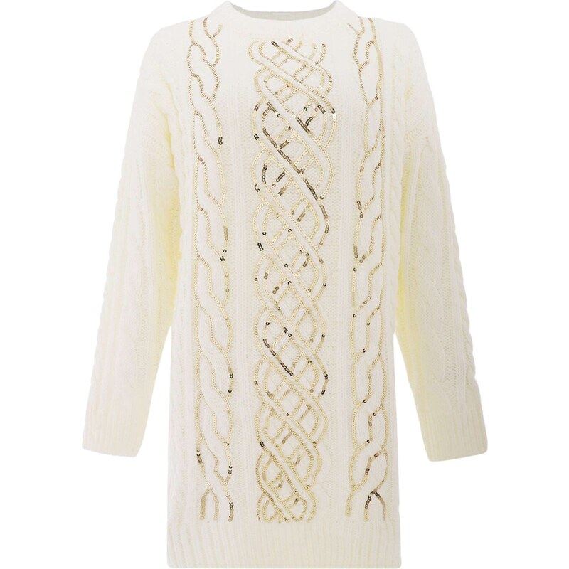 faina Sveter zlatá / biela ako vlna 54265286