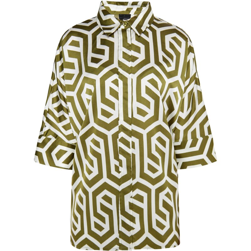 DreiMaster Klassik Blúzka olivová / biela ako vlna 54280028