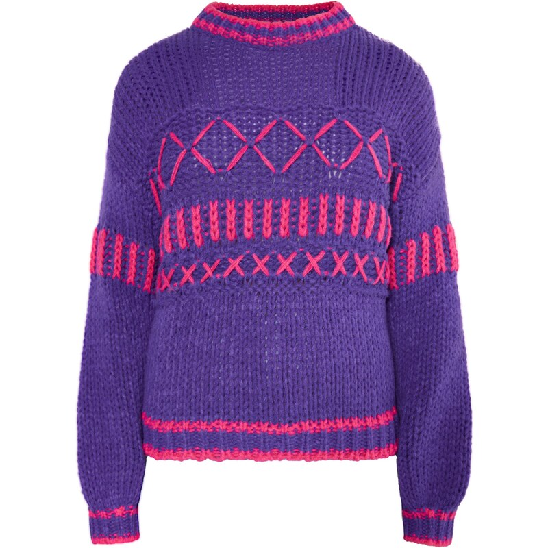 IZIA Sveter Hoona tmavofialová / ružová 54268295