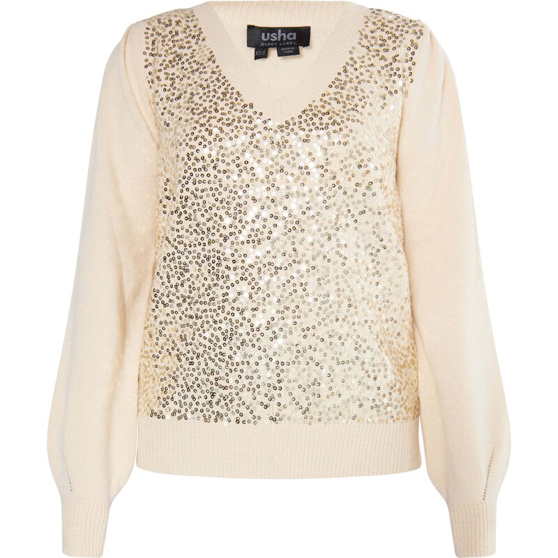 usha BLACK LABEL Sveter Nowles krémová / zlatá 54268420