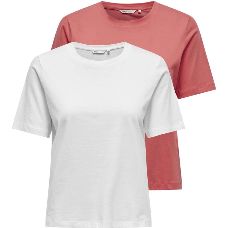ONLY Tričko ružová / biela 62890201
