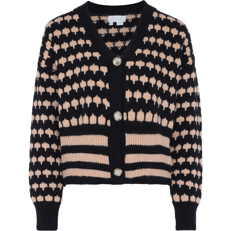 BLONDA Kardigán piesková / čierna 54281447