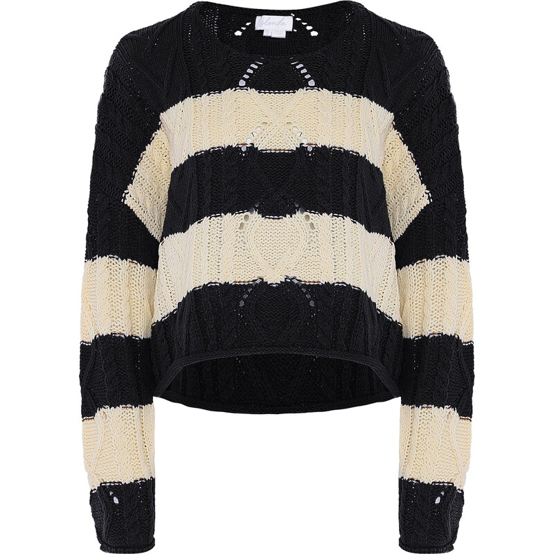 BLONDA Sveter čierna / biela ako vlna 54282094