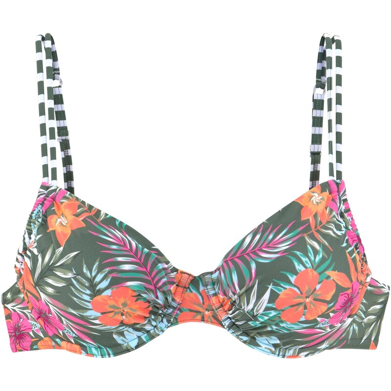 VENICE BEACH Bikinový top Summer tmavozelená / oranžová / svetloružová 54279545