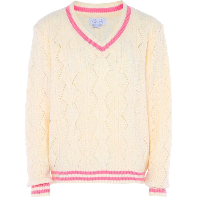 BLONDA Sveter ružová / biela ako vlna 54284420