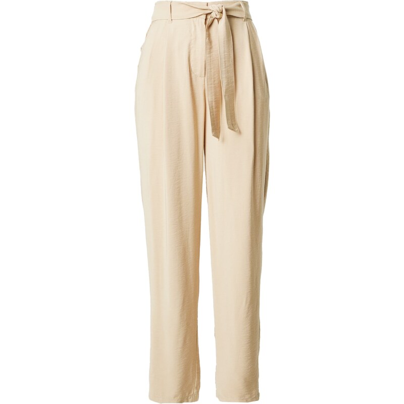 VERO MODA Plisované nohavice ELSA tmavobéžová 54321276