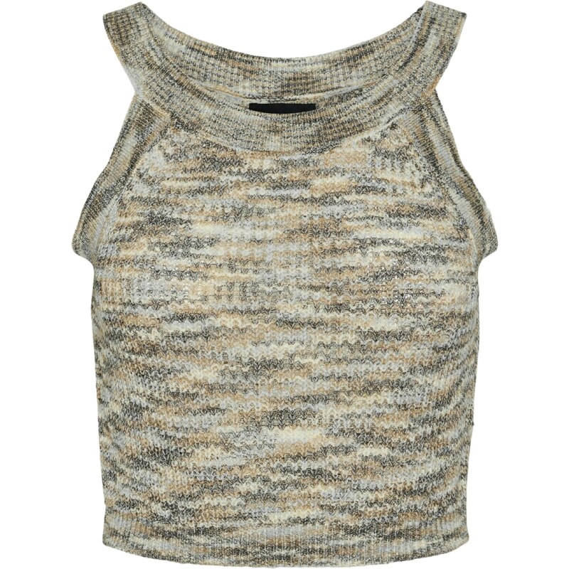 PIECES Vyšívaný top KERA svetlobéžová / kaki / olivová 54357688