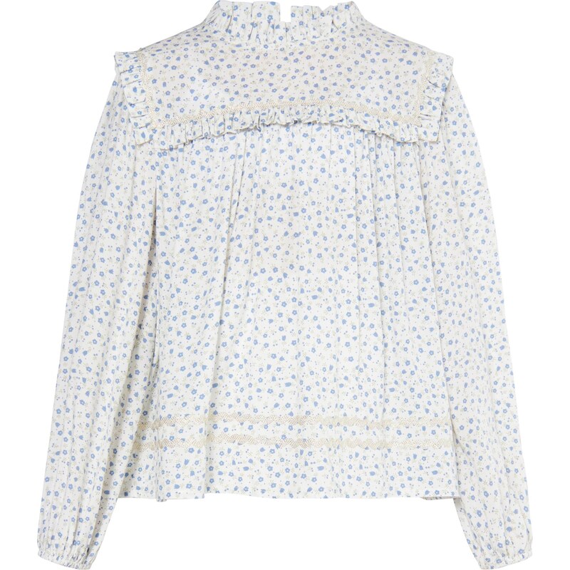 DreiMaster Vintage Blúzka modrá / hnedá / biela 54293146