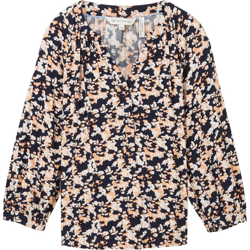 TOM TAILOR Blúzka námornícka modrá / pastelovo oranžová / biela 54302310