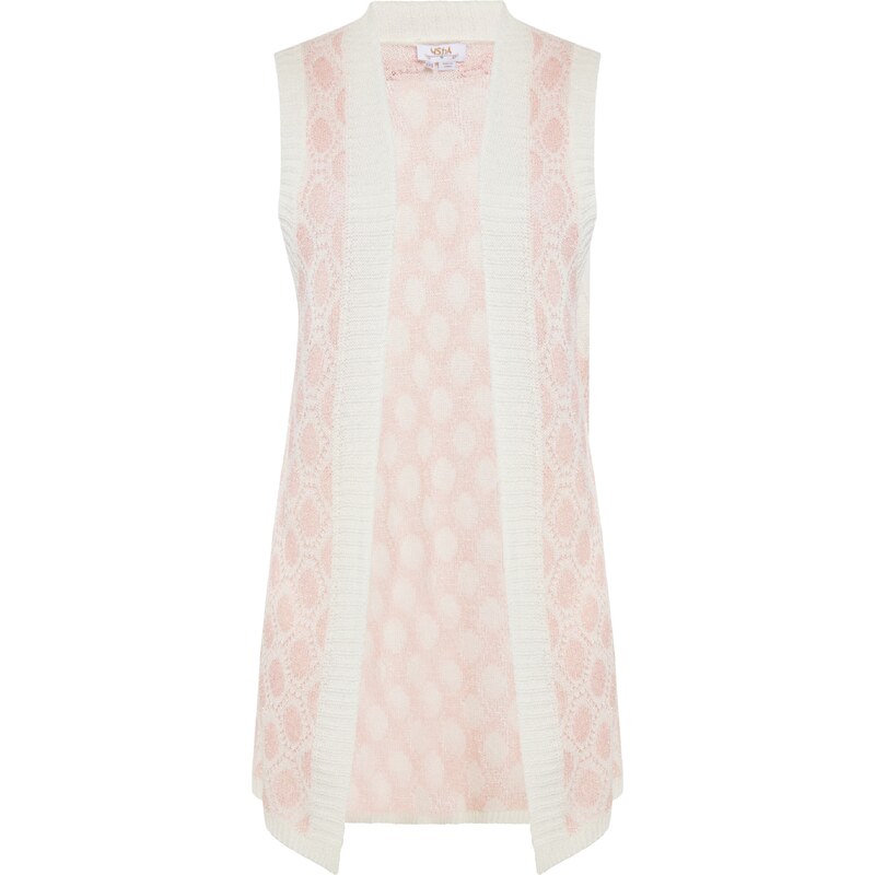 usha FESTIVAL Pletená vesta svetloružová / biela 54309808