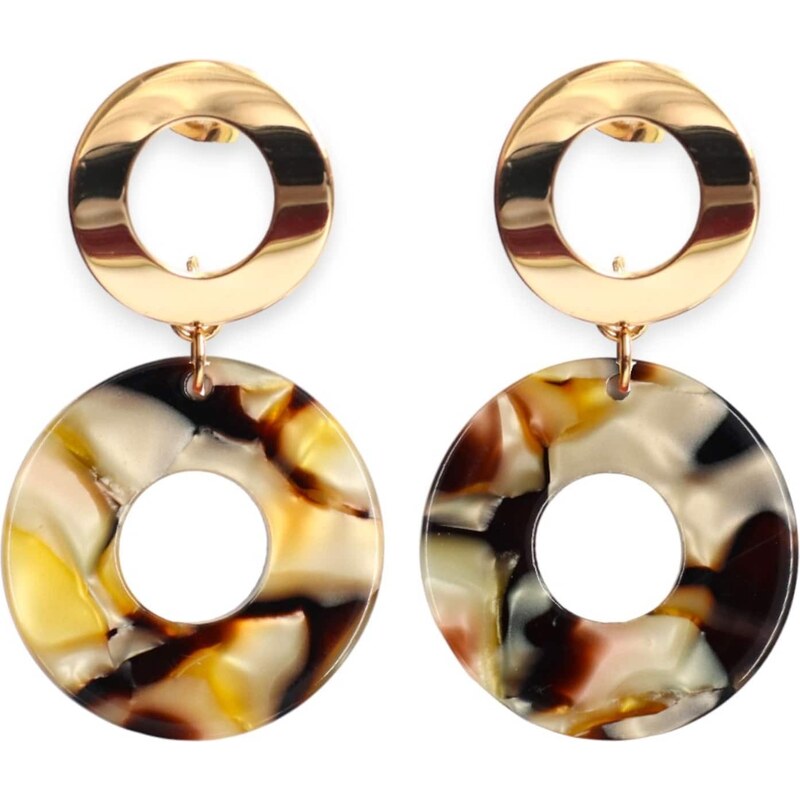 Fräulein Wunder Náušnice Adua hnedá melírovaná / žltá / zlatá / biela 54319437