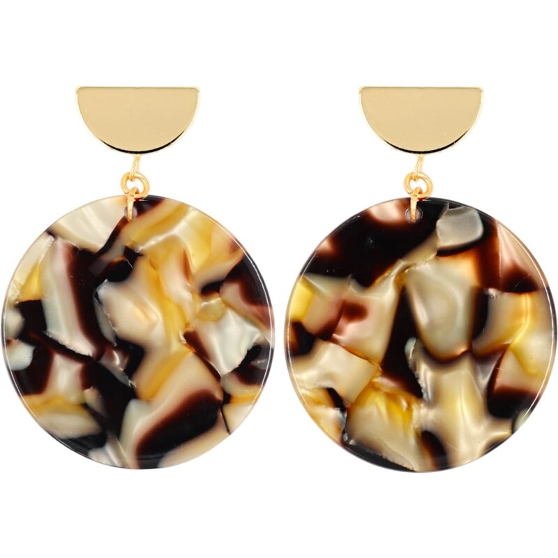 Fräulein Wunder Náušnice Amal hnedá / zlatá / čierna 54319532