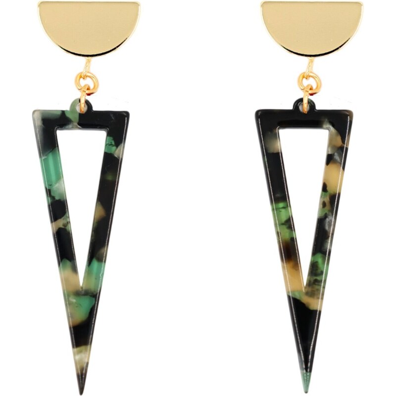 Fräulein Wunder Náušnice zlatá / zelená / čierna 54319487