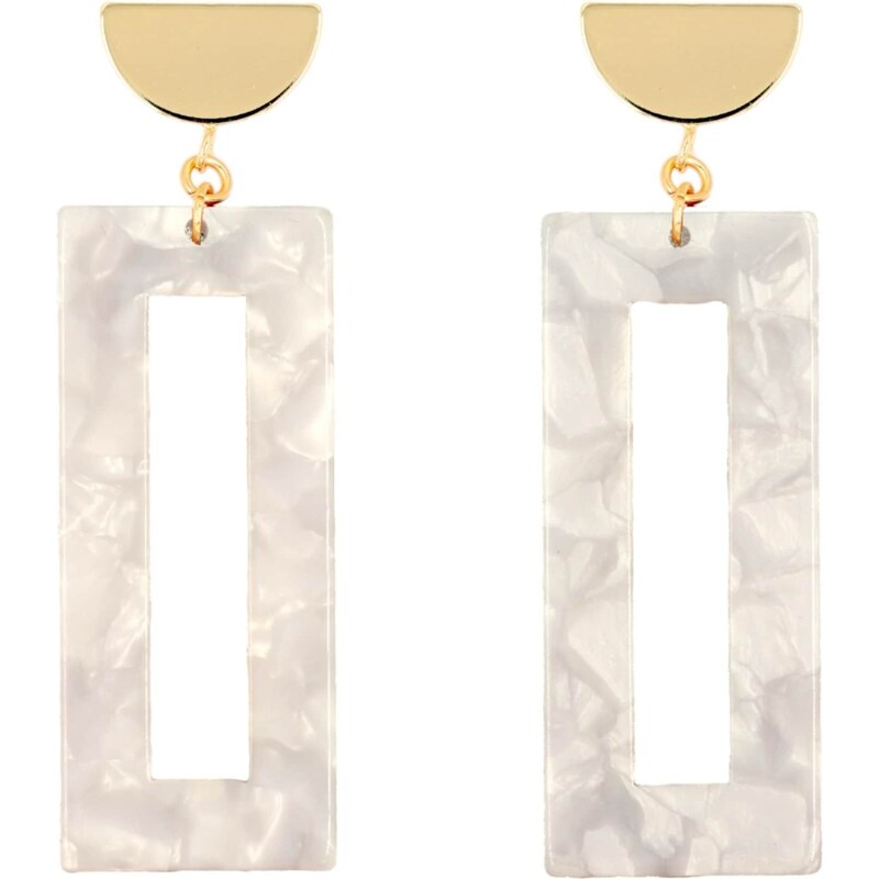 Fräulein Wunder Náušnice Akane zlatá / biela 65353150