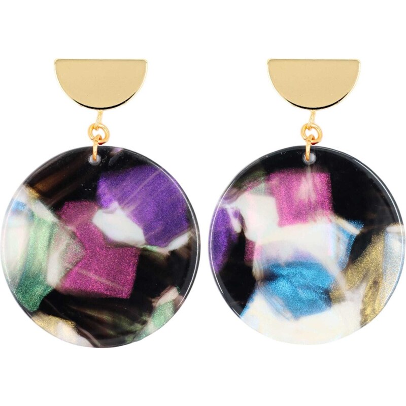 Fräulein Wunder Náušnice Amal modrá / zlatá / ružová / čierna 54319518