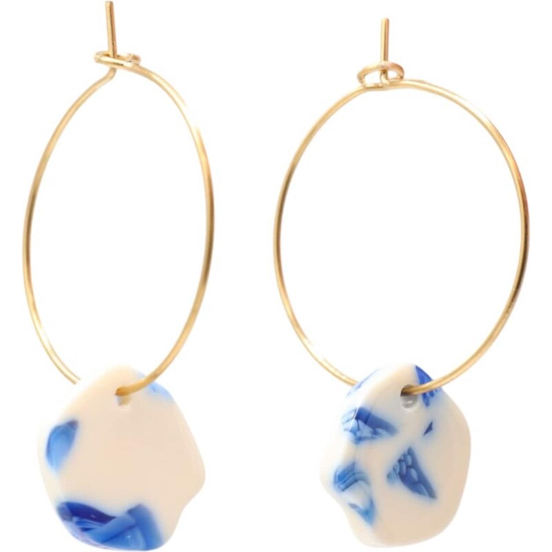 Fräulein Wunder Náušnice Alice modrá / zlatá / šedobiela 54319830