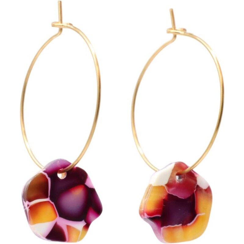 Fräulein Wunder Náušnice Alice žltá / zlatá / tmavofialová / biela 66036996