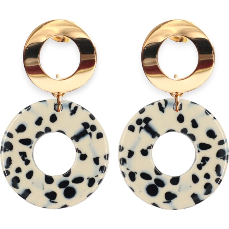 Fräulein Wunder Náušnice Adua béžová / zlatá / čierna 65871594