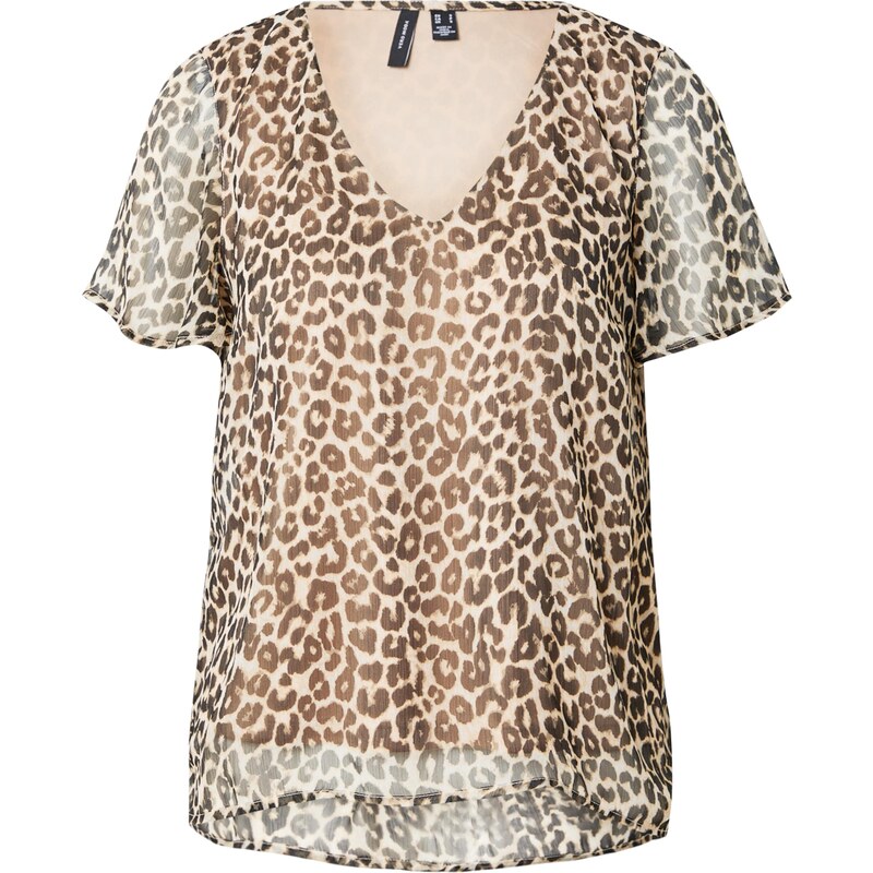 VERO MODA Blúzka SMILLA béžová / tmavohnedá 54344956