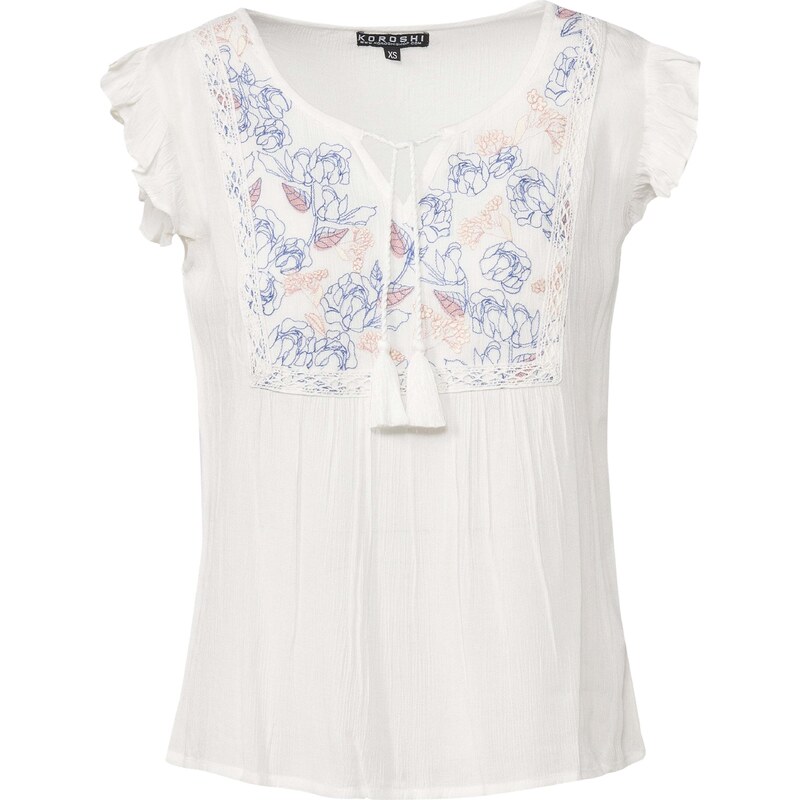 KOROSHI Blúzka modrá / oranžová / biela 54330020