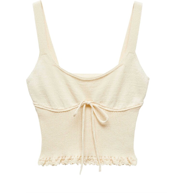 MANGO Vyšívaný top LOVI nebielená 54351465